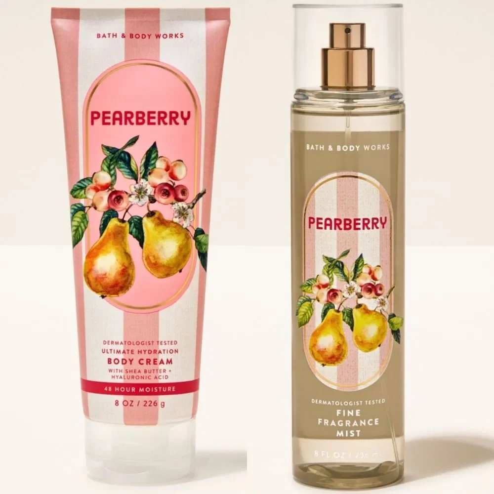 Bath & Body Works Pearberry Body Cream and Fine Fragrance Mist Set NEW